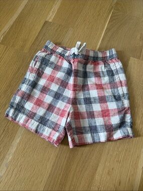 Janie and Jack Boys Red, Blue & White Plaid Drawstring Shorts